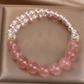 Natural strawberry quartz crystal bracelet in pink colour women's fashion accessory original design