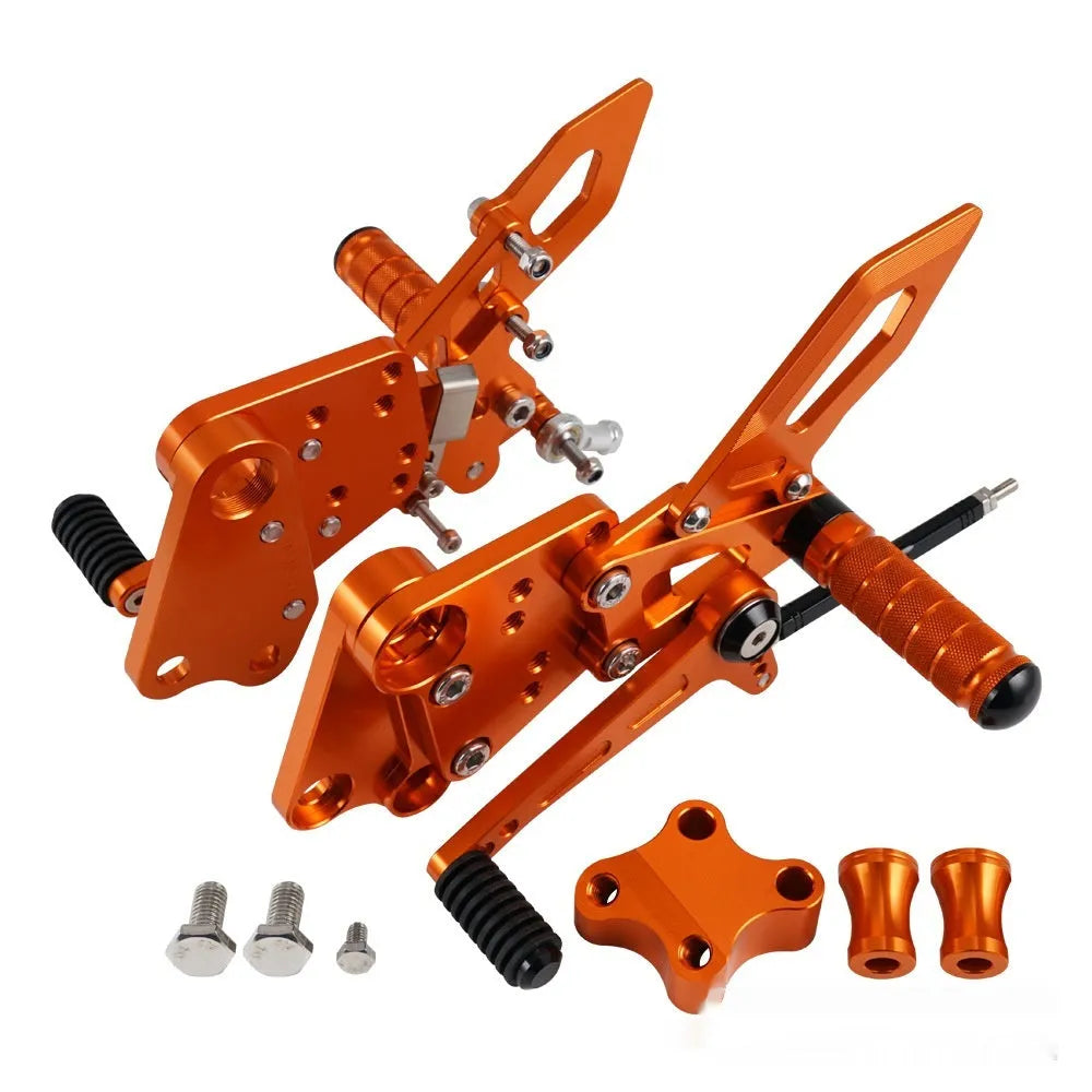 KTM DUKE motorcycle rear shift pedal support assembly modification kit in black and orange