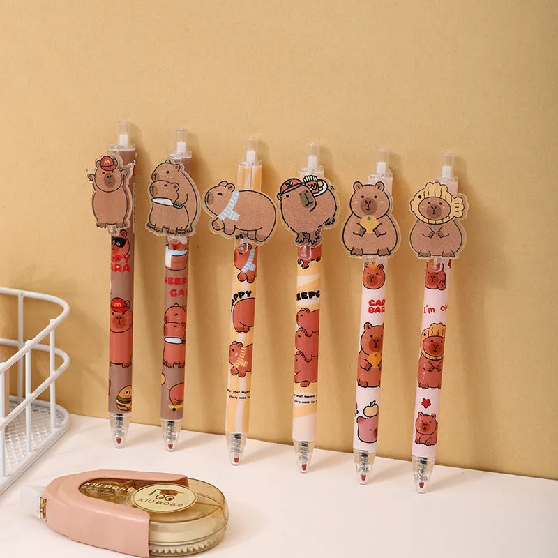Cartoon bear gel pen pressing pen set with 48 pieces in box showing colourful designs