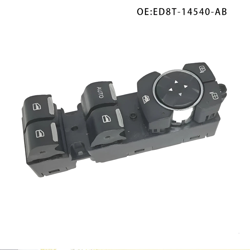 Black electric window regulator assembly for a Ford Focus car, showing motor and lift mechanism.
