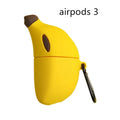 Yellow banana design silicone protective case for compatible AirPods Pro wireless headphones
