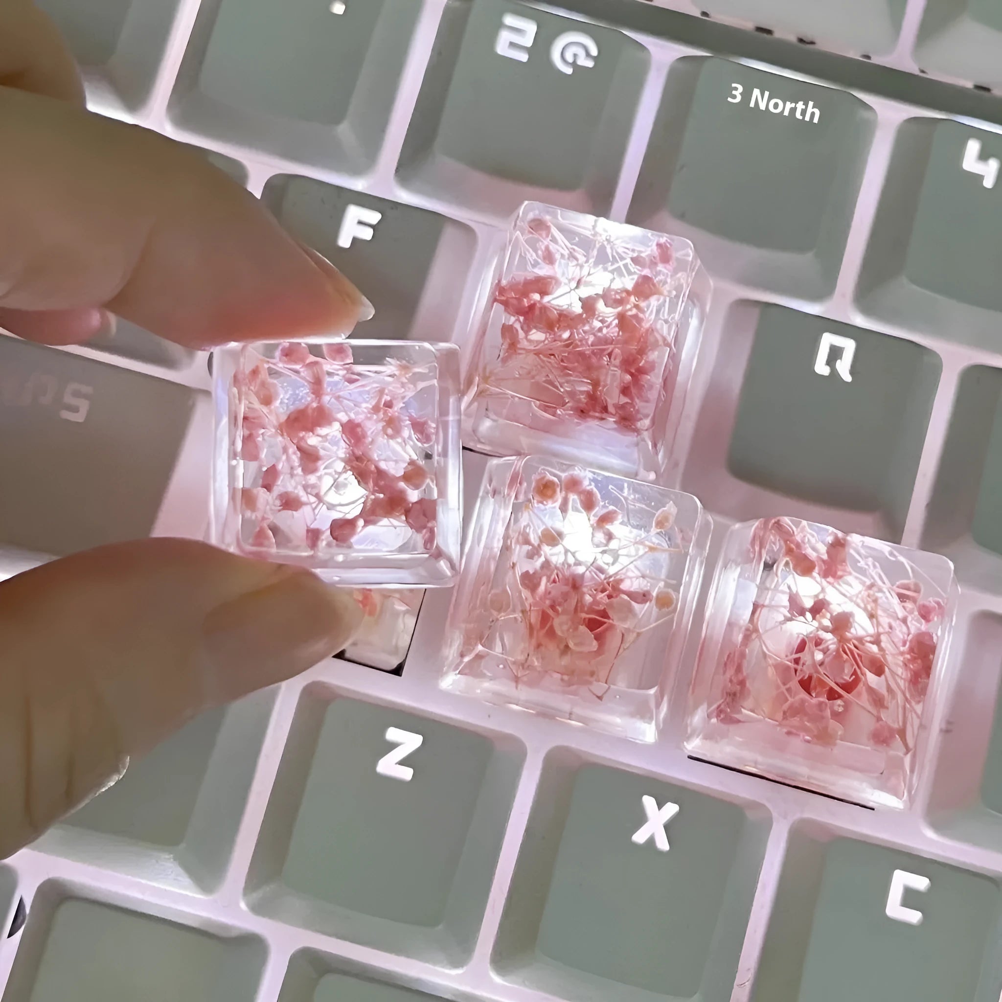 Transparent resin starry sky artisan keycap for Cherry MX mechanical keyboards in multiple colours