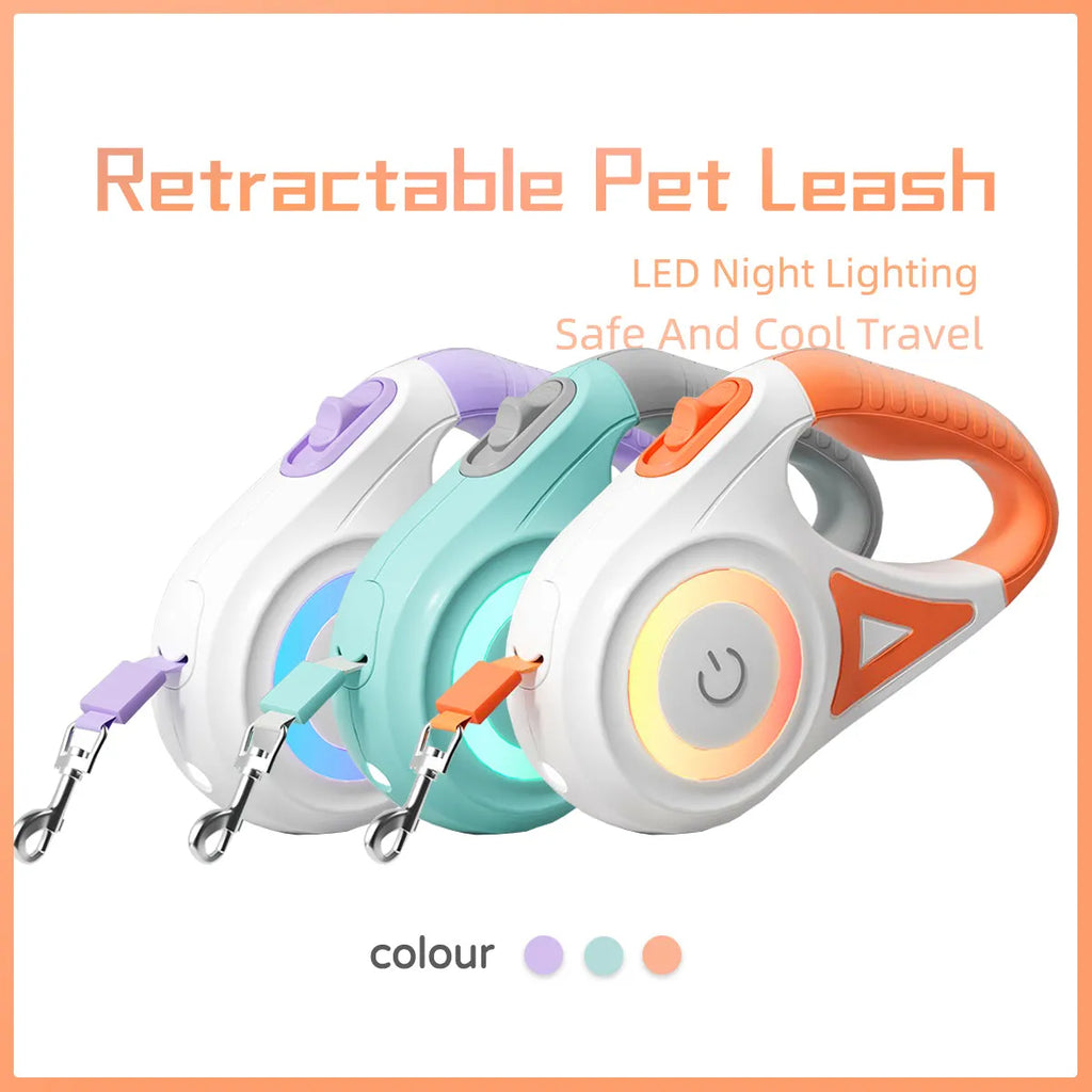 Retractable dog leash with one-handed brake in Dream Purple colour, 3m length