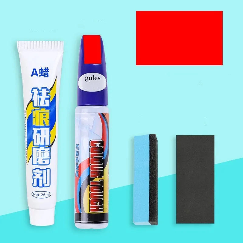 Automotive paint repair pen and scratch repair fluid 4-piece set with ten colour options