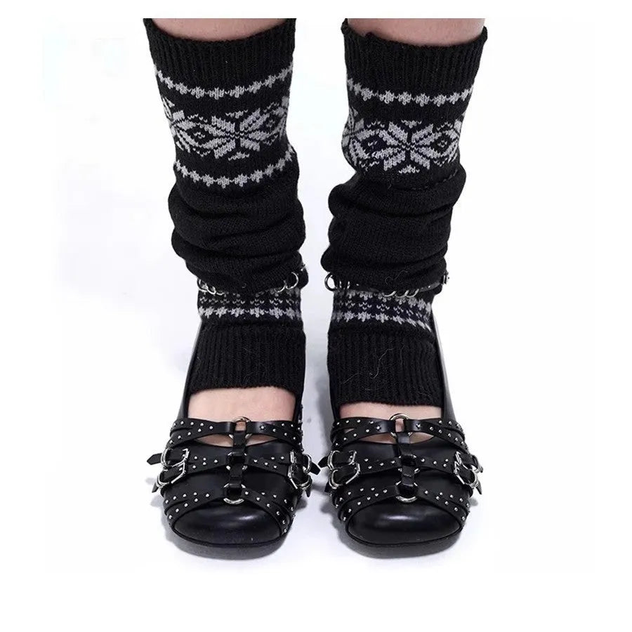 Women's black genuine leather square toe pumps with a low heel and buckle fastening.
