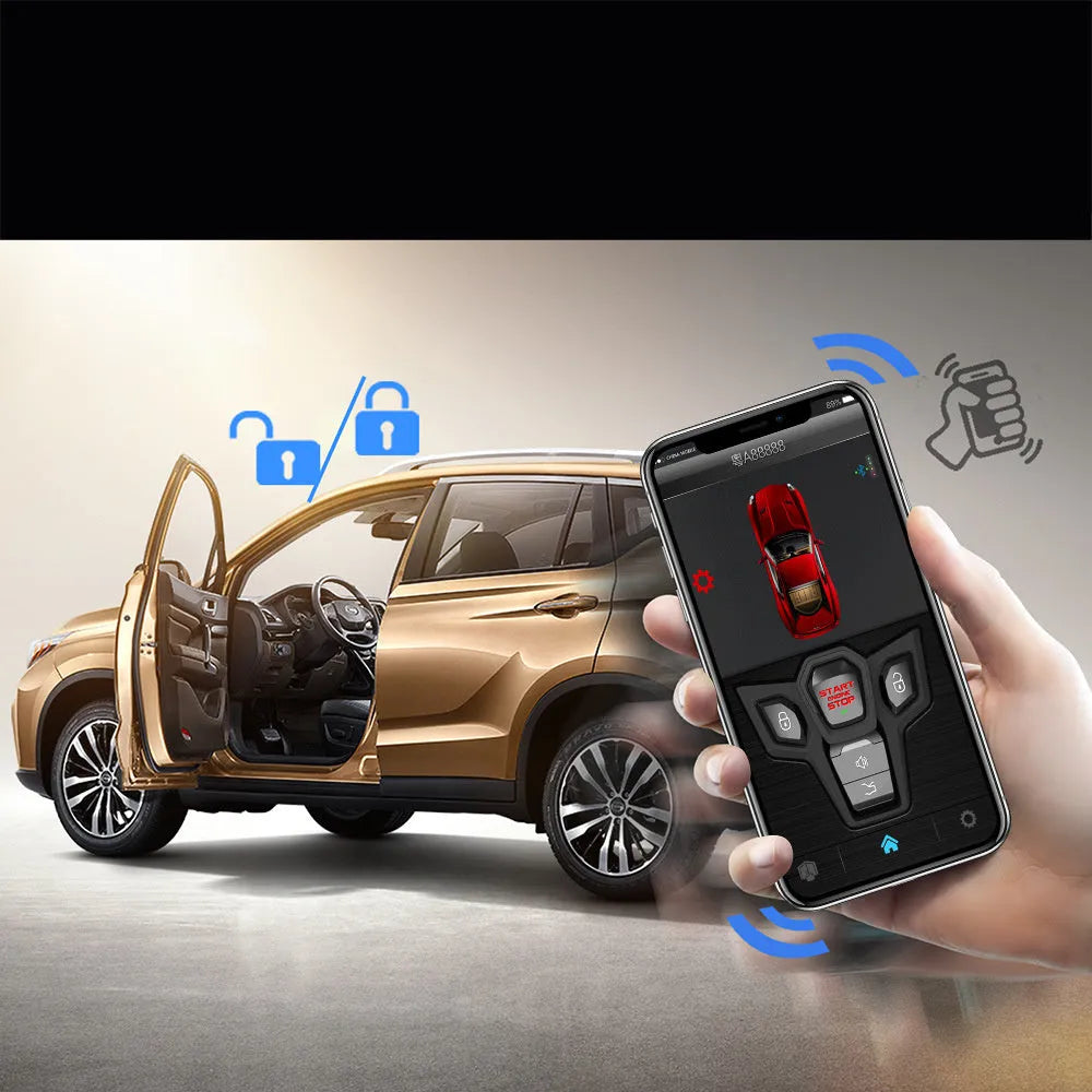 Red and frosted black one-way remote control car alarm with two remote controls for 3000m vehicle protection