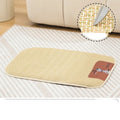 Beige woven pet cooling mat for cats and dogs, size M (75x55cm), laid on a wooden floor