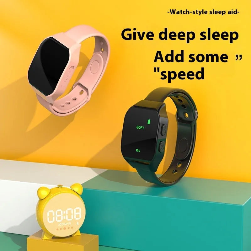 Smart micro-current watch hand wear sleeping aid instrument in black with timing function