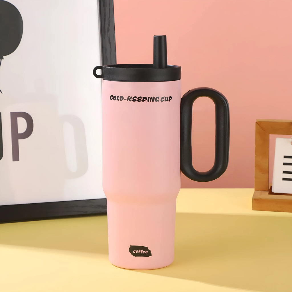 Portable ice bath cup with handle and straw in various colour options