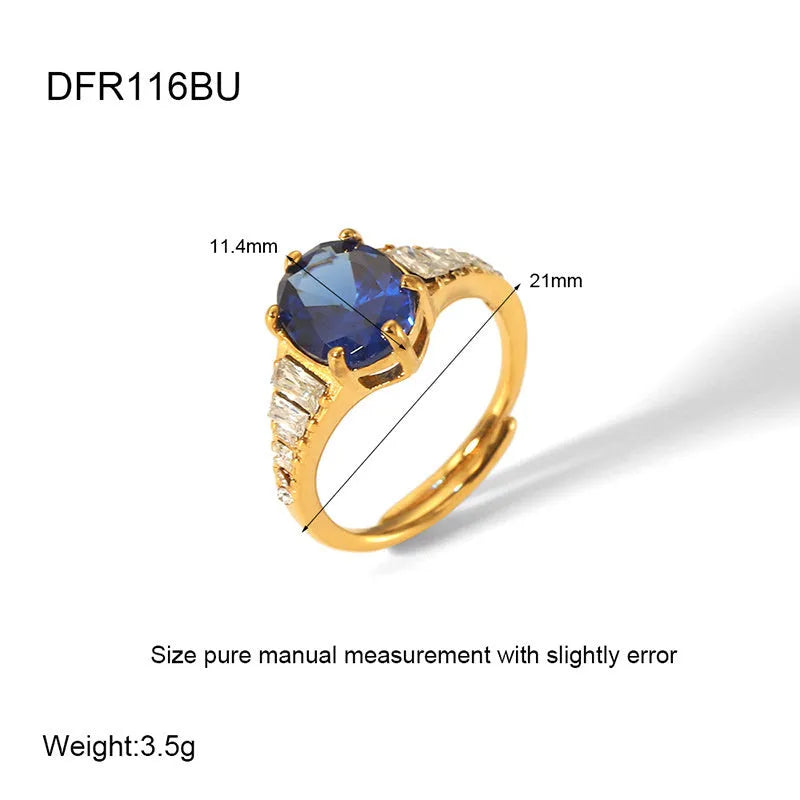 18K gold plated stainless steel open ring with geometric shape on finger