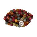 108 bead lotus multi-layer bracelet with tourmaline colour alloy construction and hanging charm