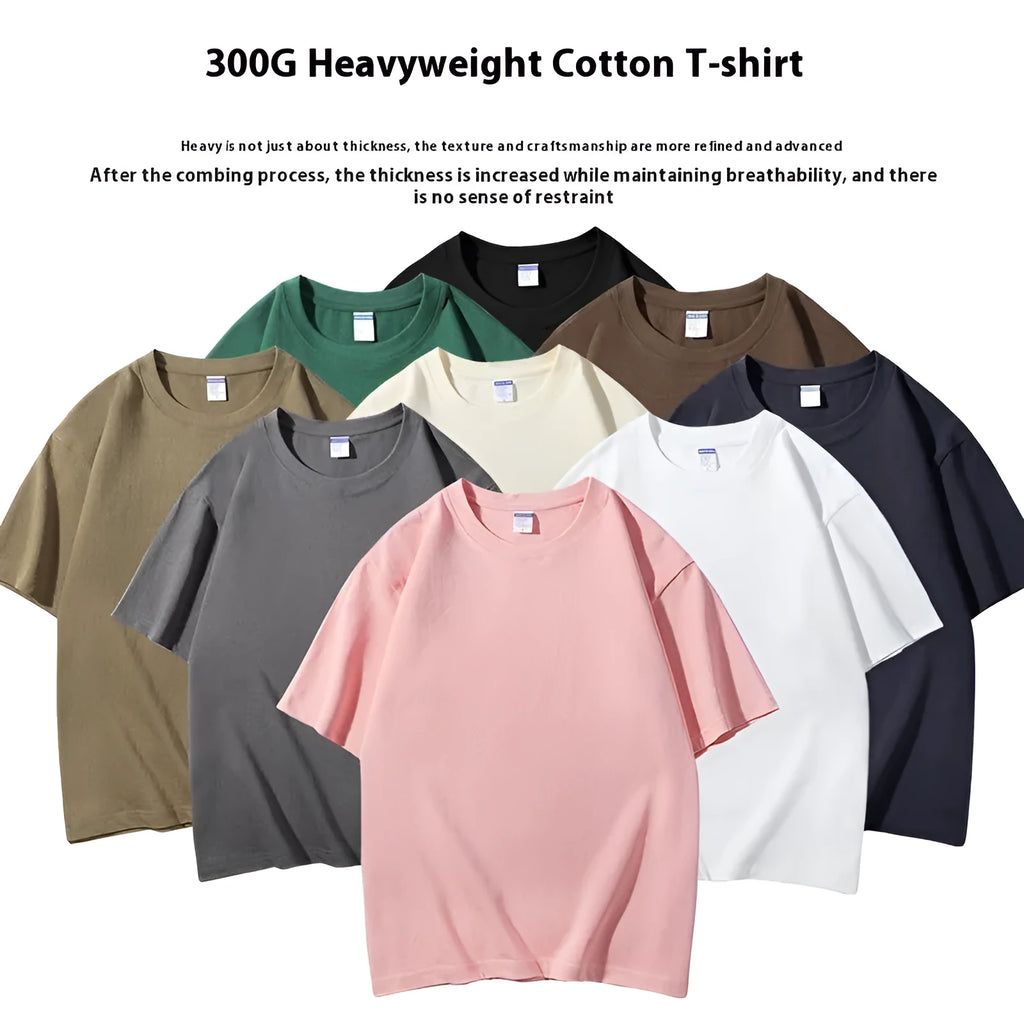 European style round neck cotton t-shirt in loose fit with printing pattern