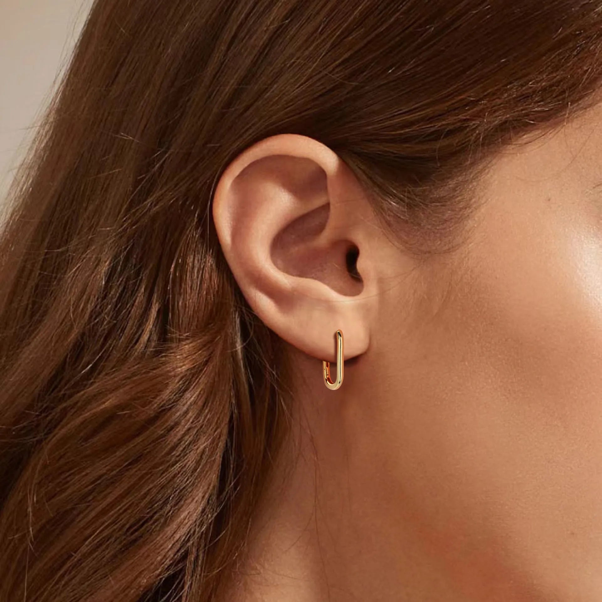925 silver gold plated geometric earrings with oval and quadrilateral shapes