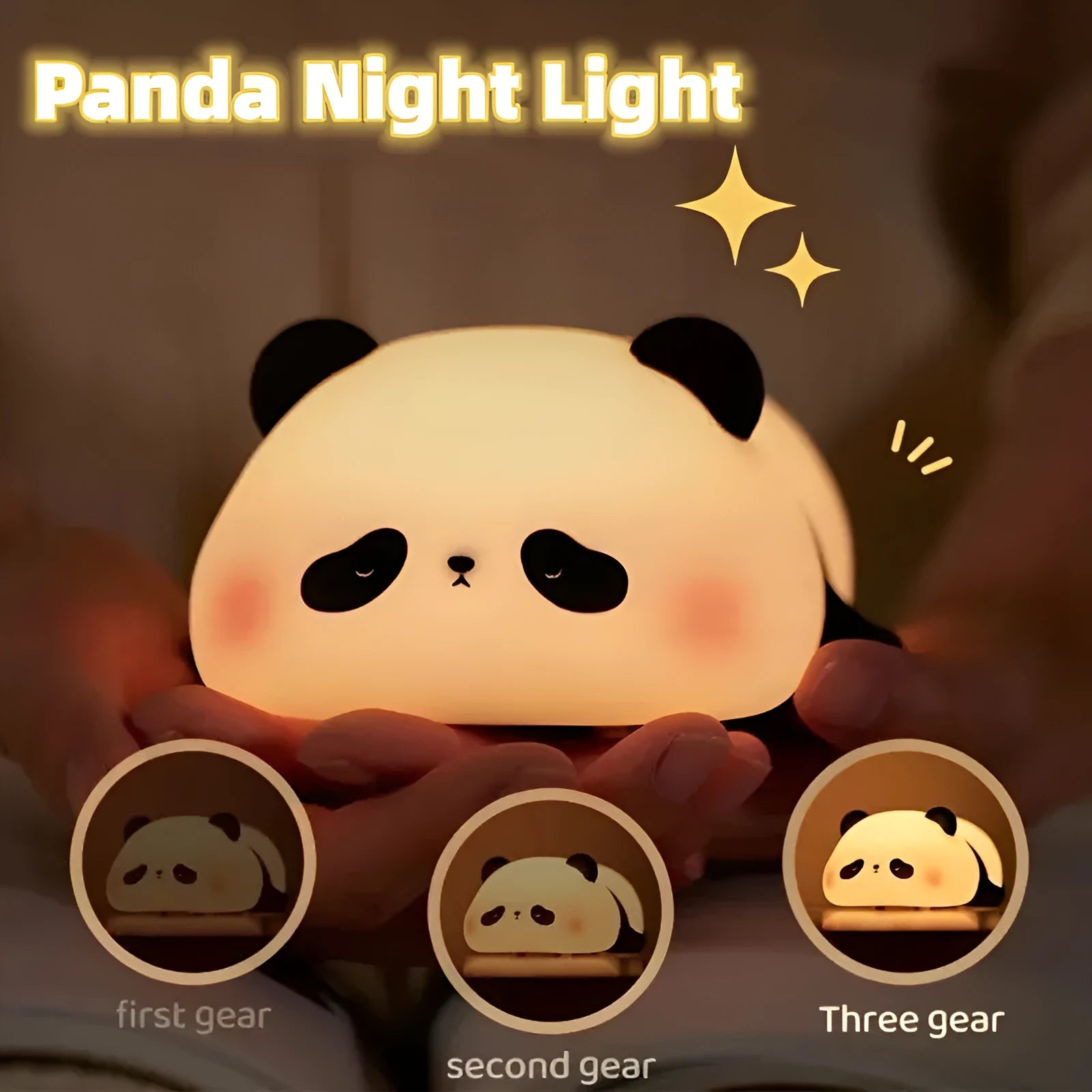Panda-shaped silicone night light with clap control and USB charging port