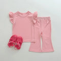 Girl's simple cute wild suit fashion two-piece cotton set in solid colour for height 73-120cm