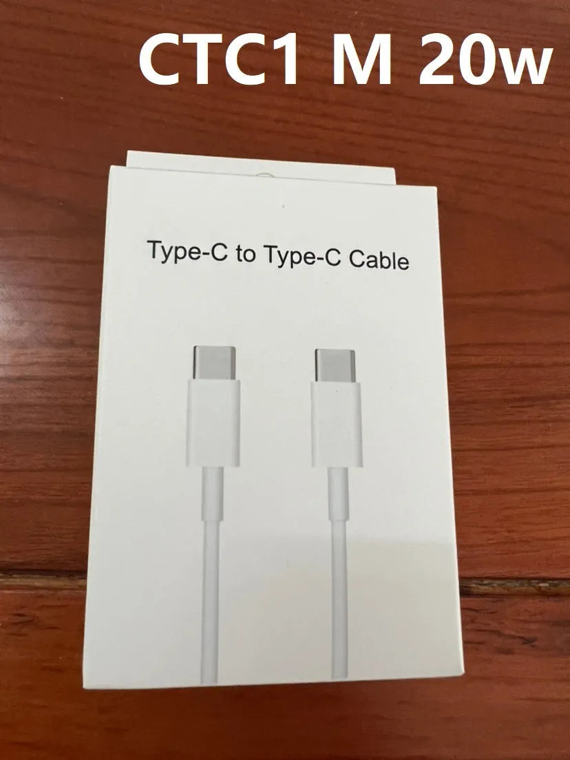 White 20W USB-C UK wall charger with a fixed three-pin plug and a USB-C cable.
