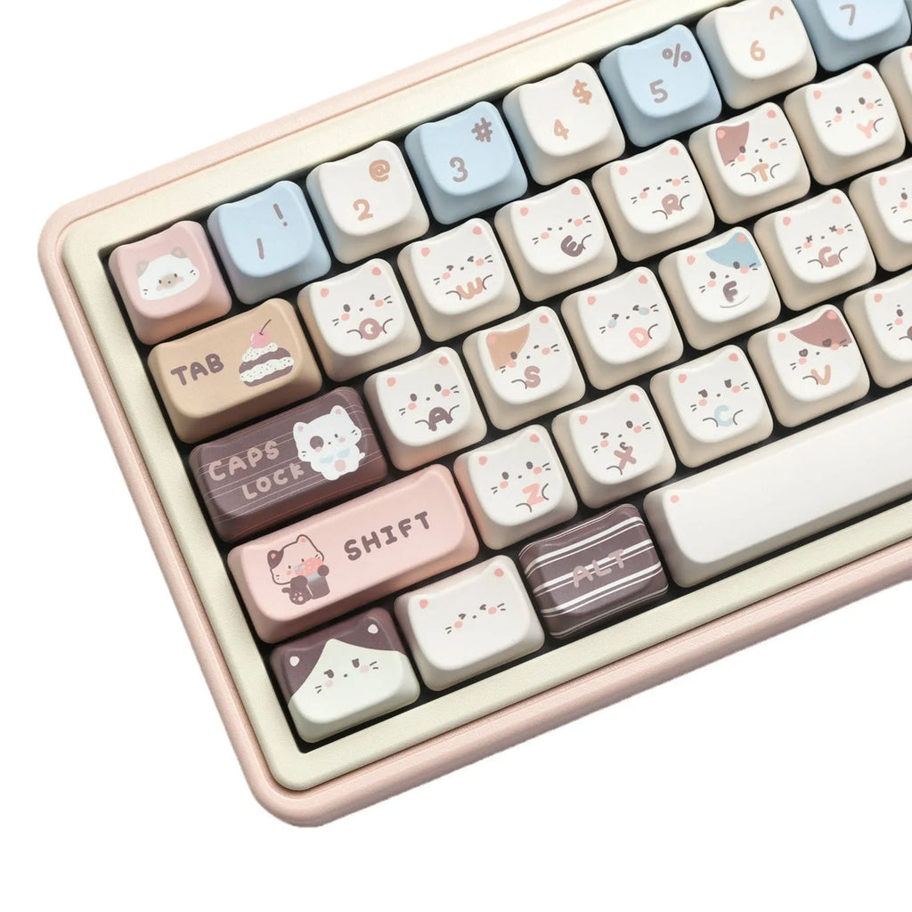 High Sea Salt Cat themed PBT key cap set for mechanical keyboards with sublimation printed designs and two colour suit options