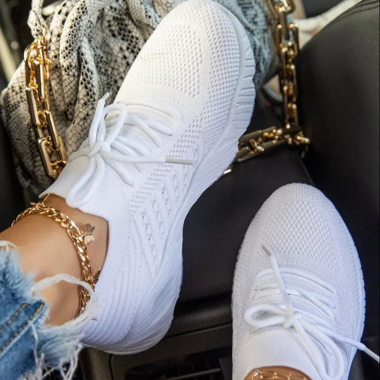 Women's thick sole solid colour sneakers in sports style showing available colour options