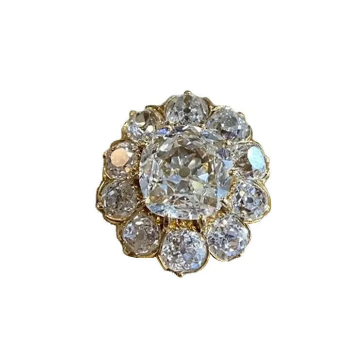Geometric alloy ring with artificial gemstone inlay, colour AJZ2415XS, on display