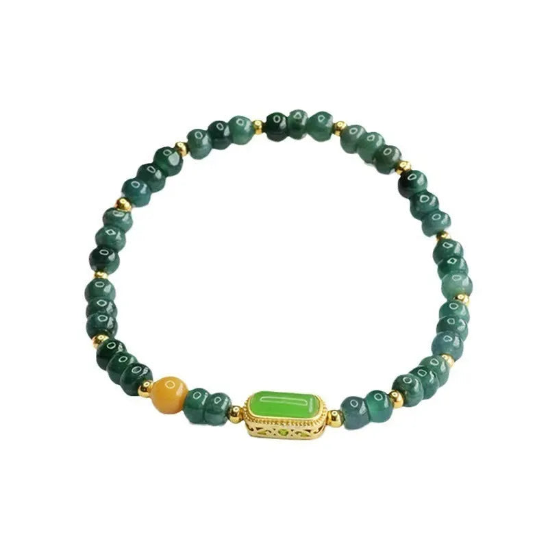 Natural stone blue water jade and jasper bracelet with electroplated abacus design for women