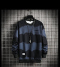 Two-tone tie-dye plus size loose fit men's cotton sweater in yellow, round neck long sleeve