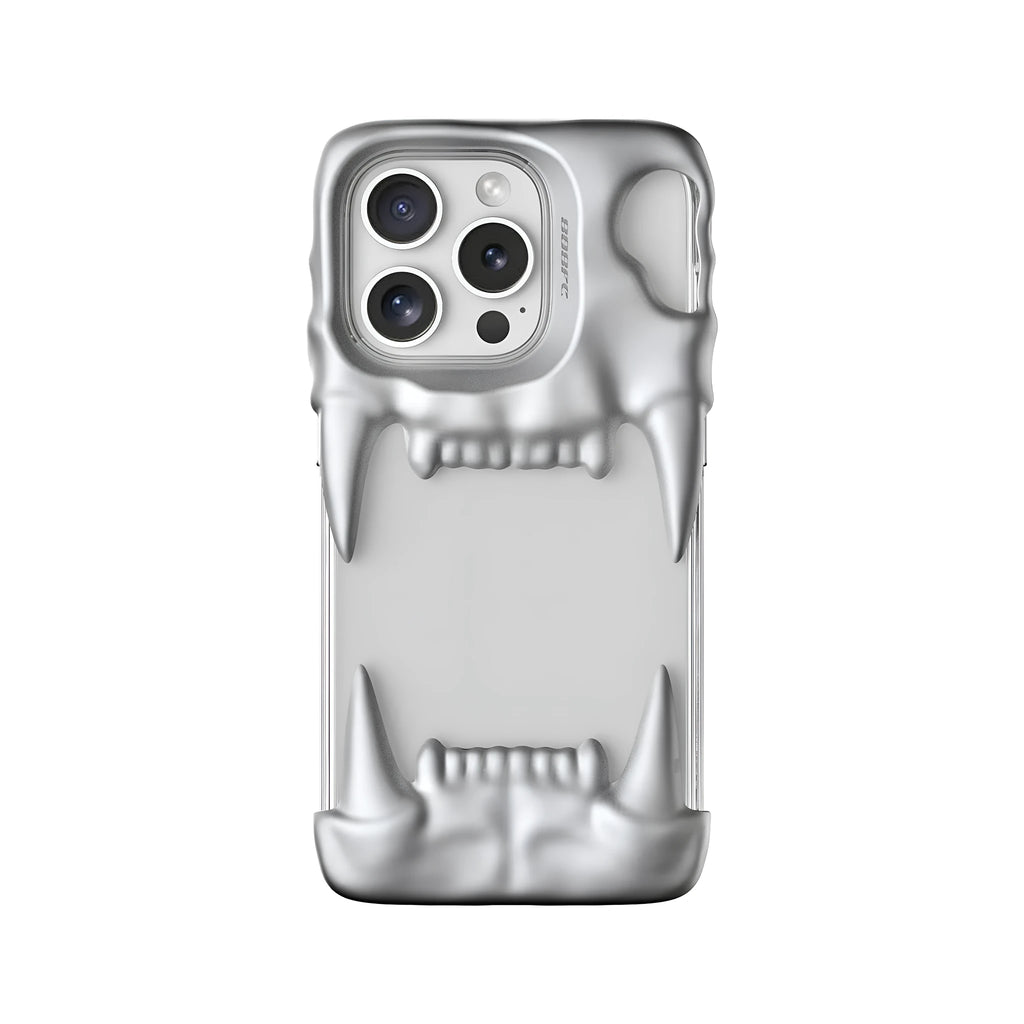 Metallic silver silicone phone case with transparent inner shell for iPhone 15 series