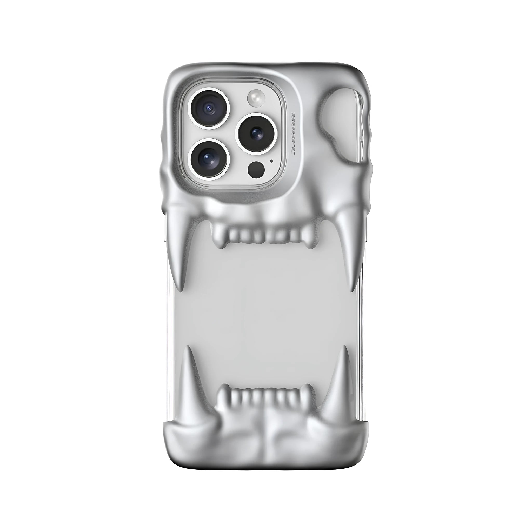 Metallic silver silicone phone case with transparent inner shell for iPhone 15 series