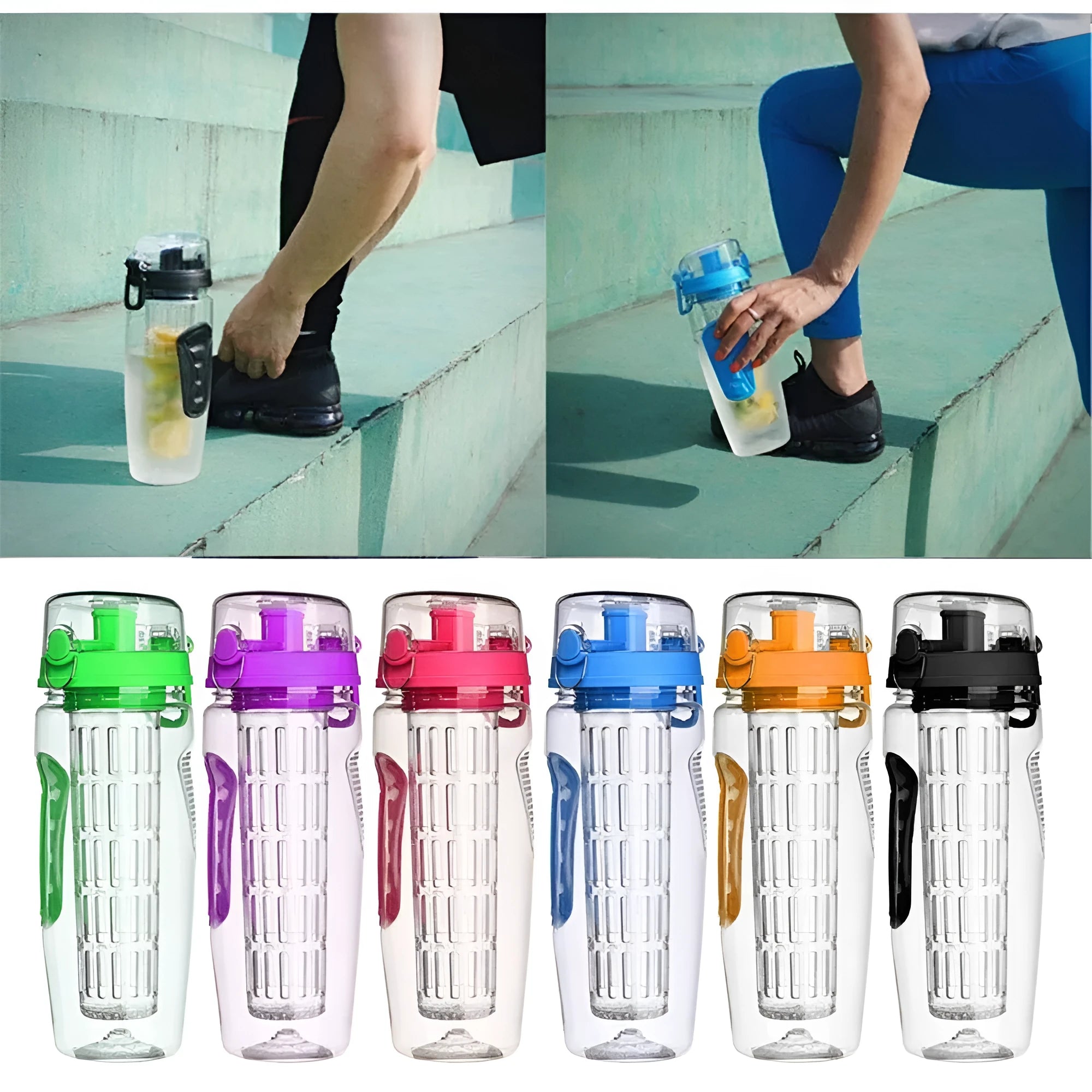 32oz fruit infusing water bottle with fruit infuser insert and leakproof cap