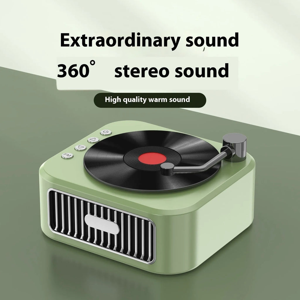 Retro jukebox Bluetooth speaker in sunset pink with USB power, voice prompts, and card insertion