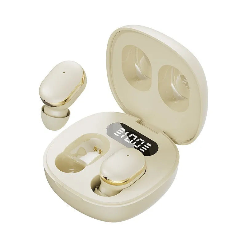 Wireless in-ear Bluetooth headset in black with digital display and in-ear fit design