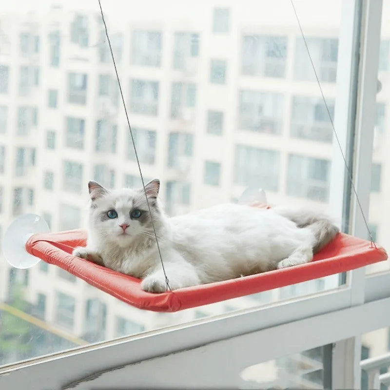 Cat litter hammock made from Oxford cloth with plastic steel wire, hanging on a window with 56cm rope, available in multiple colours
