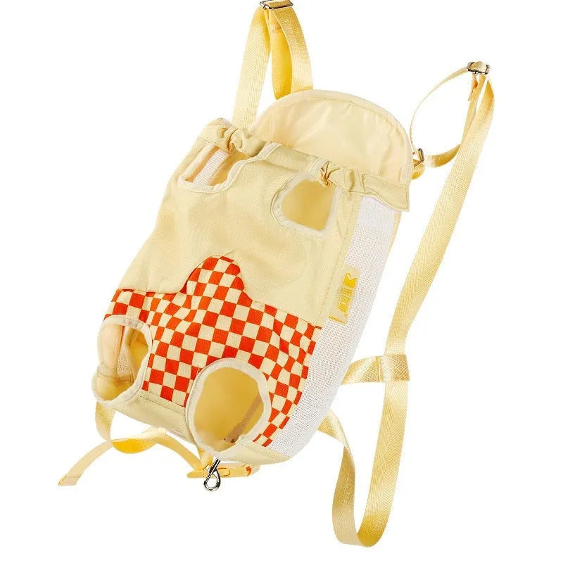 Soft non-woven canvas cat backpack in purple, orange, or blue with ventilation windows