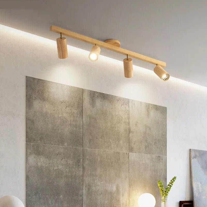 Modern minimalist log style 3-head LED spotlight ceiling lamp for living room bedroom with neutral light
