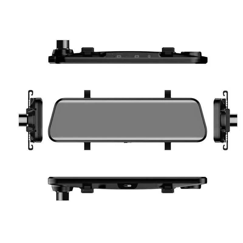 Streaming media electronic rearview mirror with dual lens front and rear cameras and night vision, 10 inch or 12 inch screen