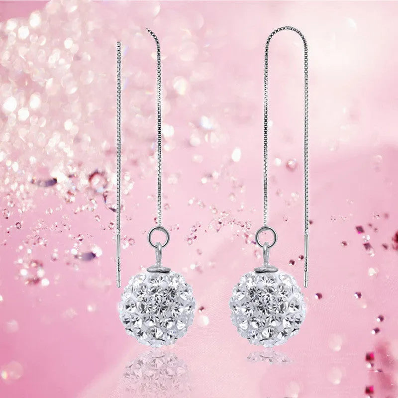 Silver geometric Korean style crystal earrings for women individually packed gift