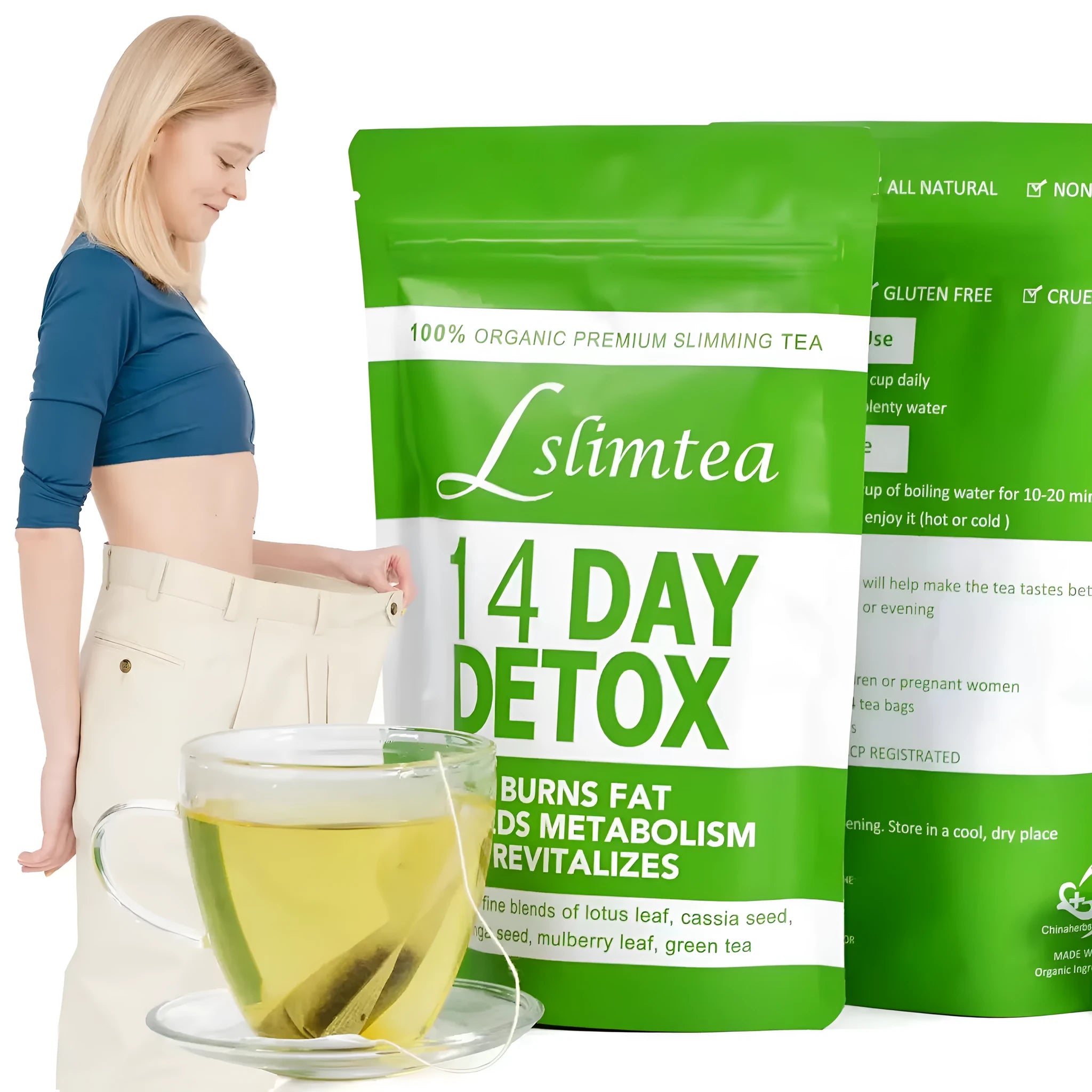 14-day herbal detox tea pack with 14 individual 3g sachets for weight management