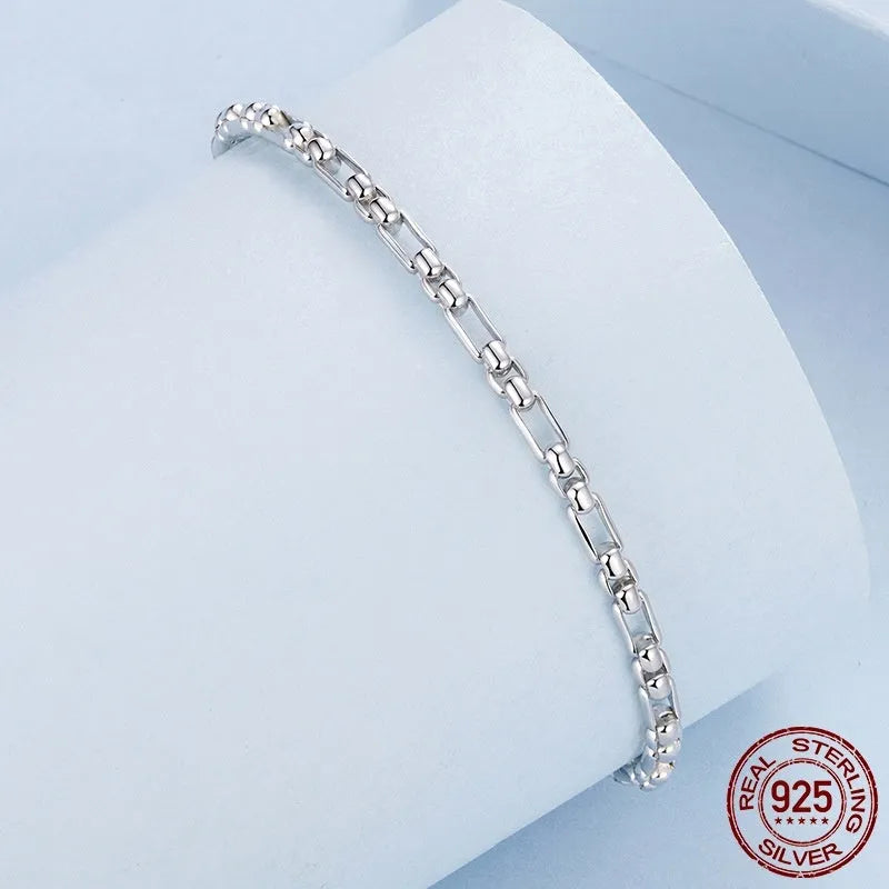 S925 sterling silver minimalist round box chain bracelet in colour BSB231 for women