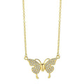 Titanium steel clavicle chain necklace with magnetic butterfly pendant in gold and silver finish