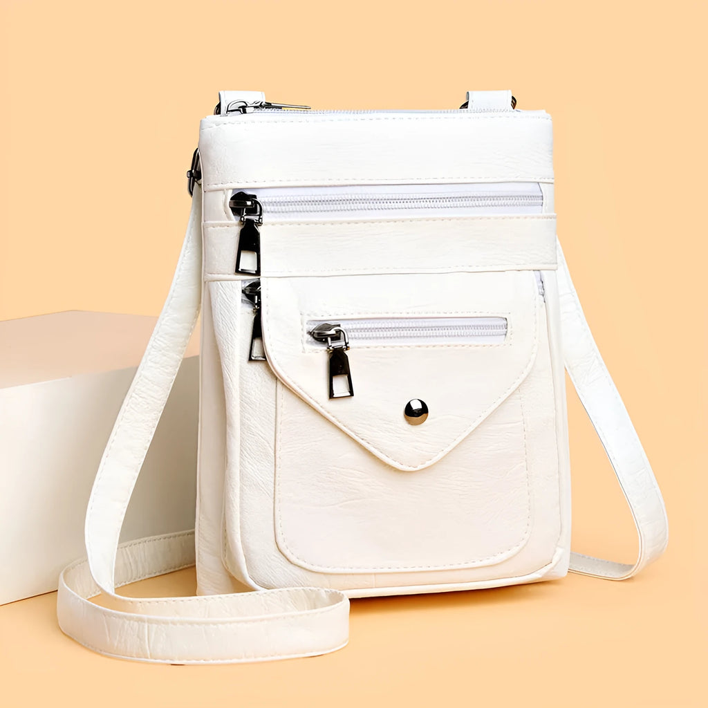 Vertical square crossbody phone bag in PU with sewing line detail