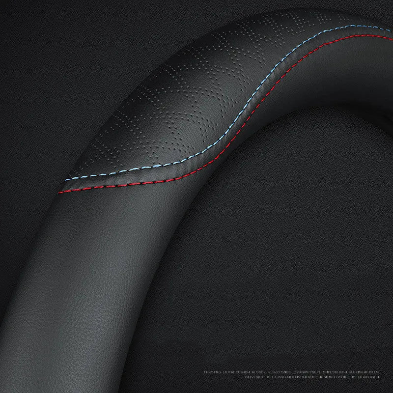 Black Napa leather texture steering wheel cover with 38cm diameter for Suzuki cars