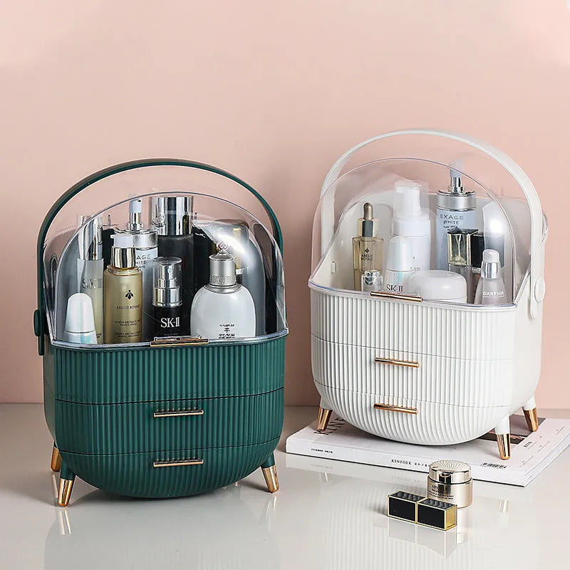 Light luxury desktop storage box for cosmetics in ABS+PS plastic, covered design, dustproof, available in multiple colours