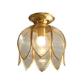 Copper Z-style corridor ceiling lamp with glass shade, 15cm wide, 23cm tall