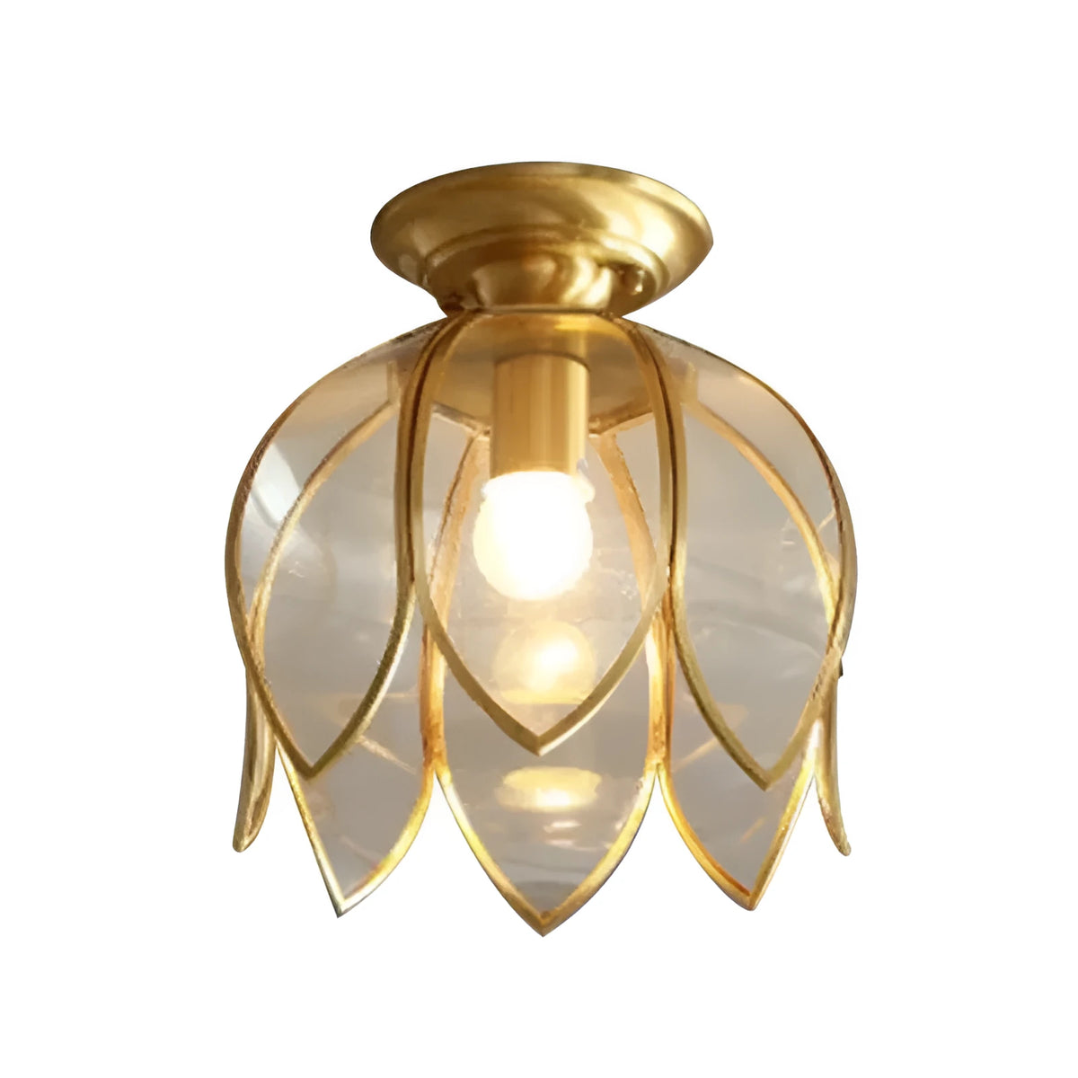 Copper Z-style corridor ceiling lamp with glass shade, 15cm wide, 23cm tall