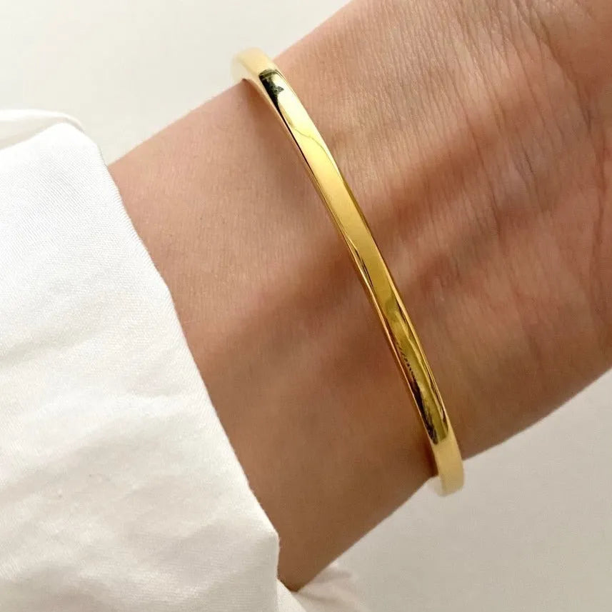 Sterling silver 3mm square line bracelet for women, plain silver finish, minimalist jewellery