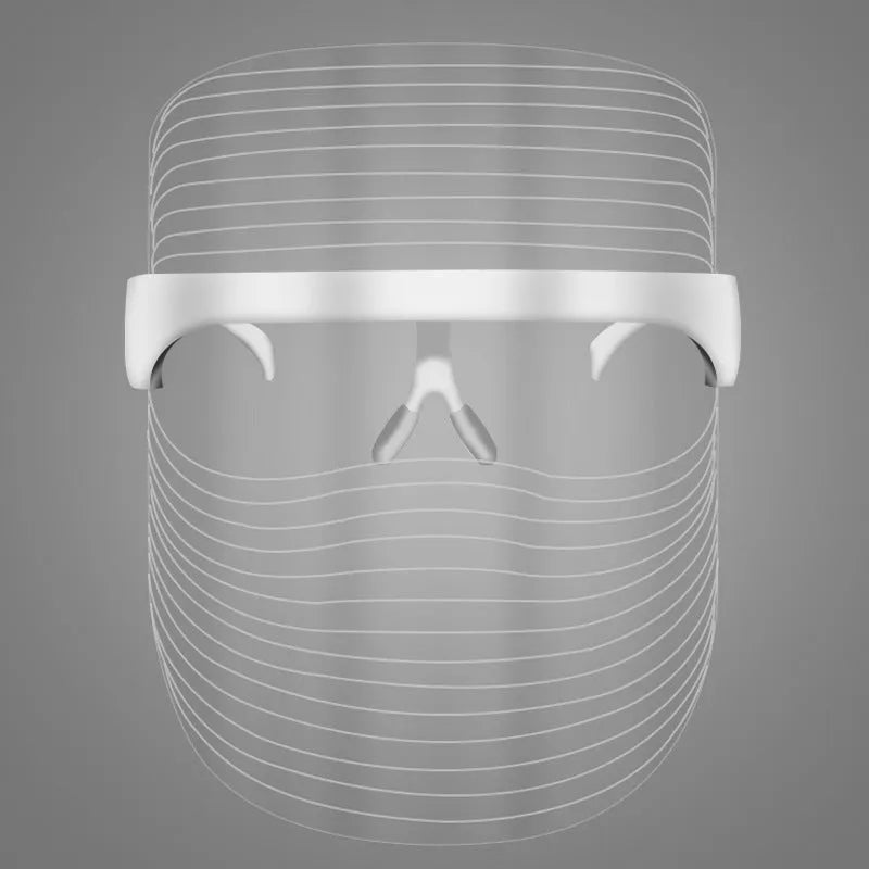 Transparent LED three-colour beauty mask for home acne removal and skin whitening