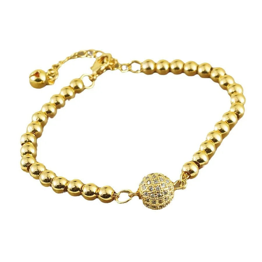 Arabic style heart-shaped copper bracelet for women with a round zircon stone centrepiece.