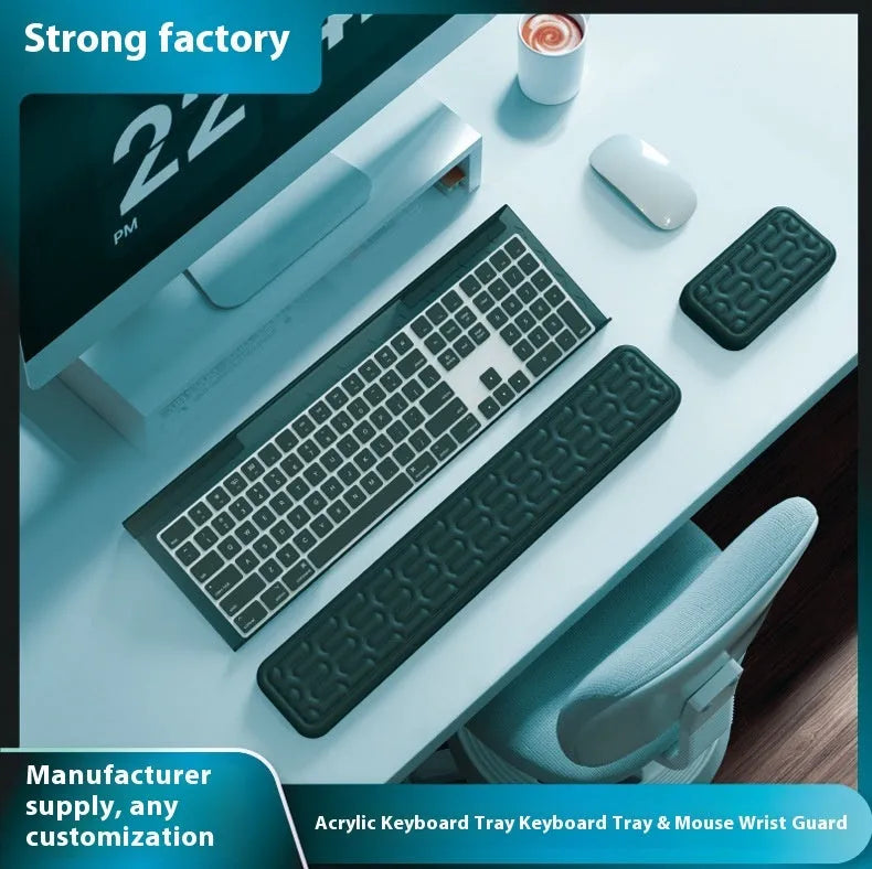 Double-sided keyboard and mouse pad with memory foam wrist rest in various colours