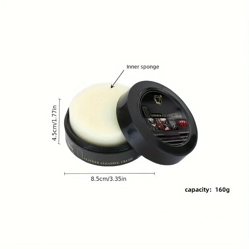 160g multifunctional leather cleaning cream jar with sponge for car interiors and shoes