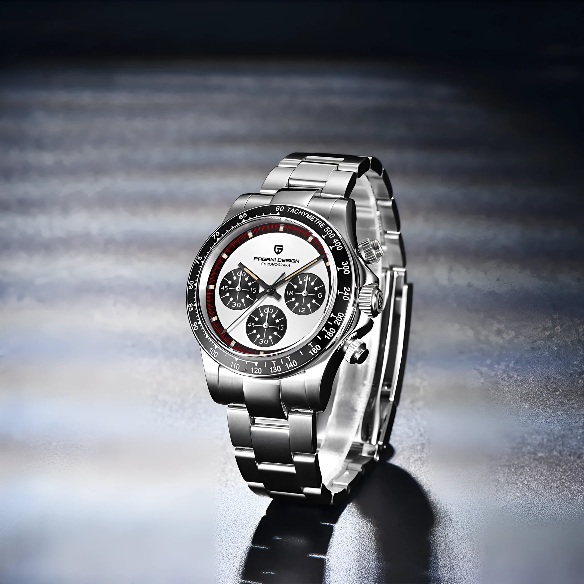 Berjani men's quartz chronograph watch with stainless steel bracelet and 40mm dial