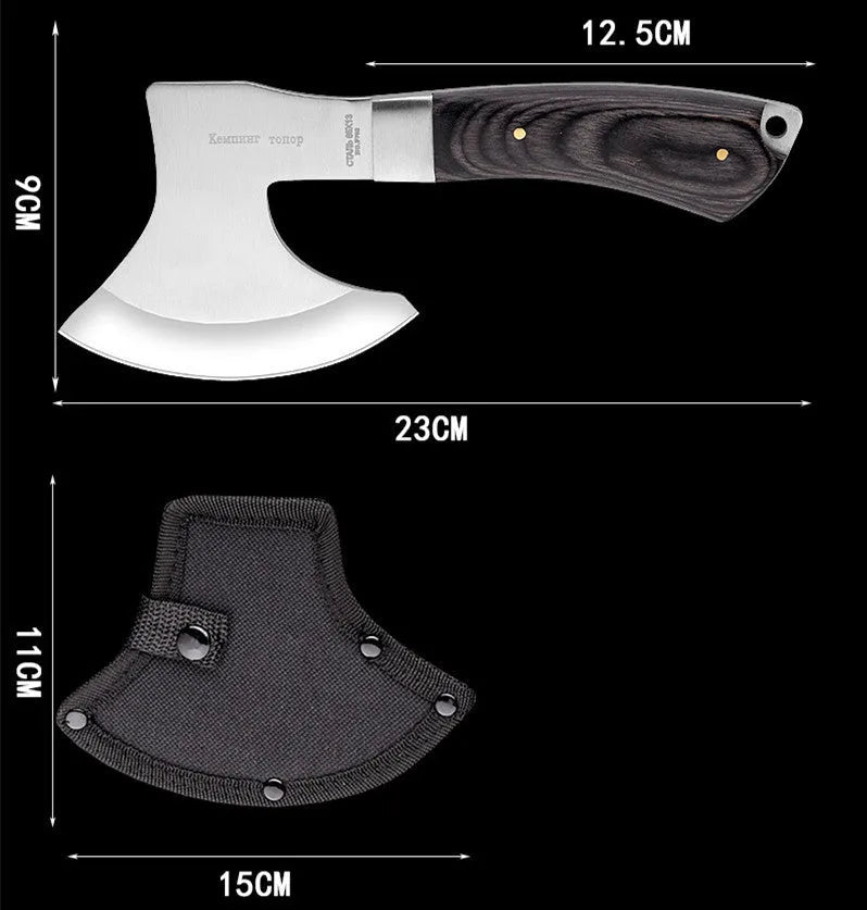 Outdoor Tactics XMF95 stainless steel camping axe with 57cm length and 49HRC blade for wood chopping